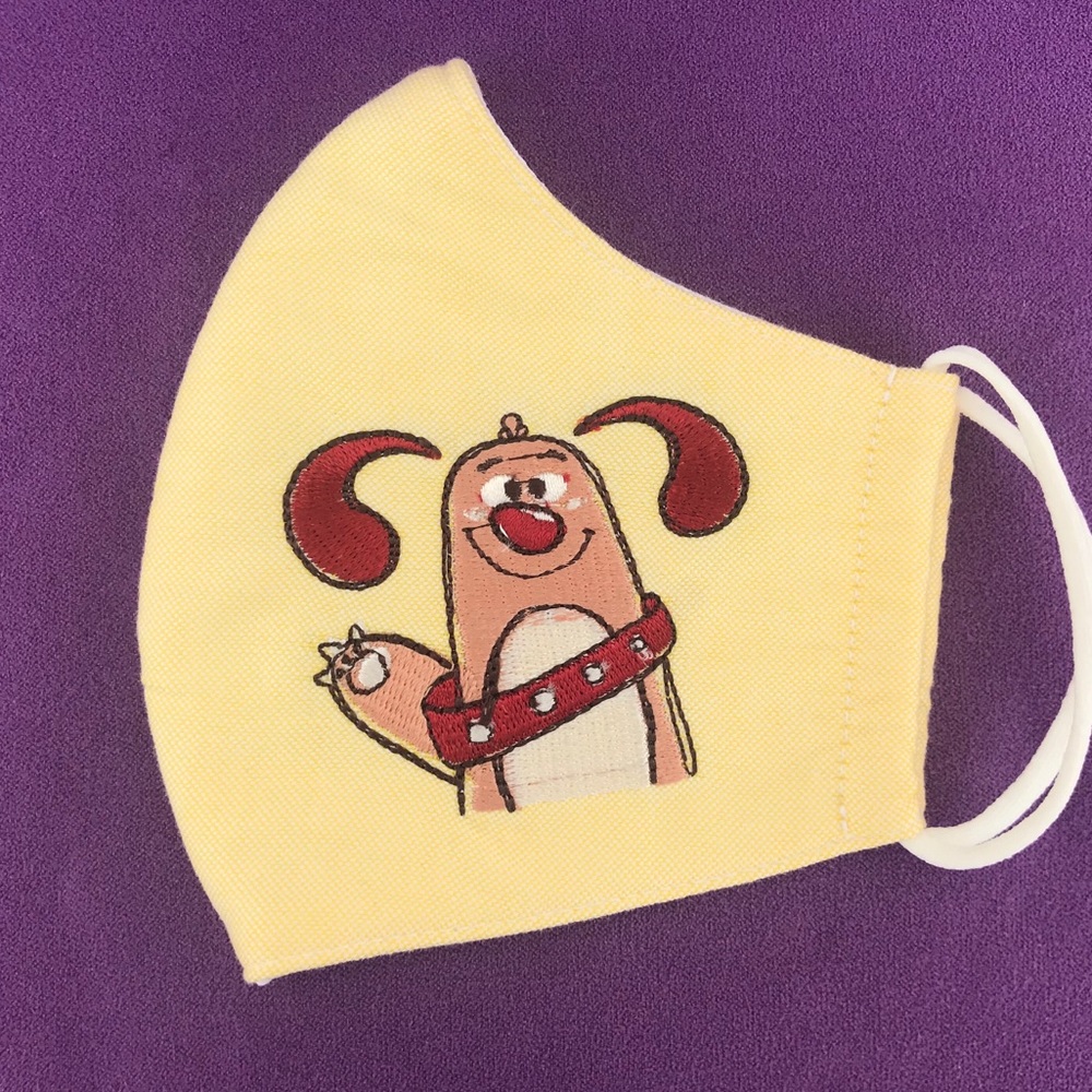 Puppy Embroidered Cotton Kid Face Mask